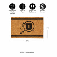 University of Utah Large One Color Coir Mat, 36"x24" - Collegiate