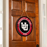 University of Utah Round Door Décor with Hanging Rope, 18x18 - Collegiate Home