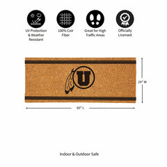 University of Utah Extra Large One Color Coir Mat, 60"x24" - Collegiate