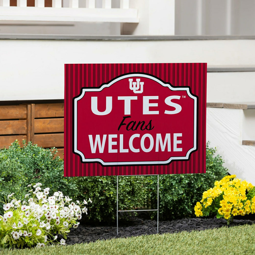 University of Utah Coroplast Yard Sign, "Fans Welcome" - Collegiate Home