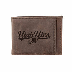 Front Pocket Wallet w/ RFID Blocking, University of Utah, Brown - Collegiate Home