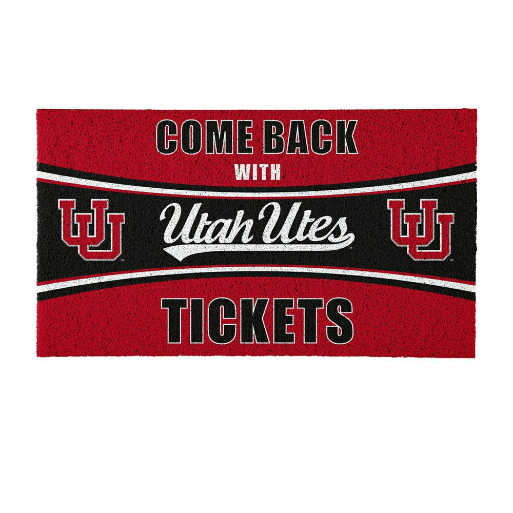 28" x 16" PVC Trapper Mat, Come Back with Tickets, University of Utah - Collegiate