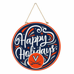 University of Virginia Holiday Round Door Décor with Hanging Rope, 18x - Collegiate Home
