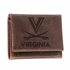 University of Virginia, Tri-Fold Wallet, Brown, CH, 100% Genuine Leath - Collegiate Home
