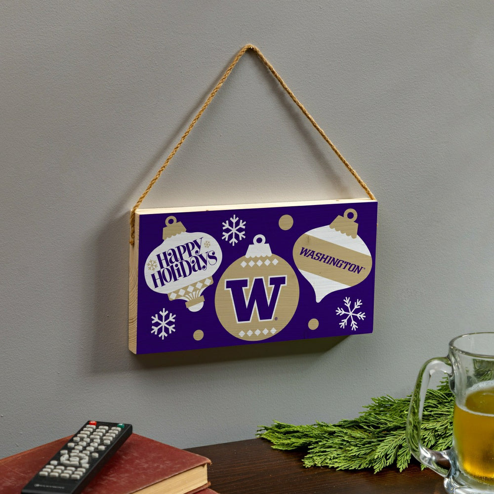 University of Washington Holiday Wood Wall Sign, 6x11 - Collegiate Home