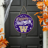 University of Washington Halloween Round Door Décor with Hanging Rope, - Collegiate Home