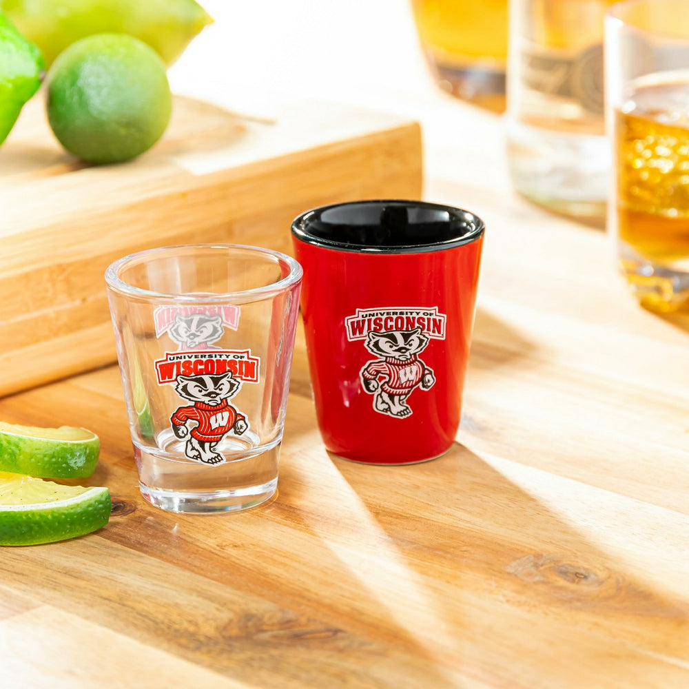University of Wisconsin-Madison 4-Piece Ceramic and Glass 2oz. Shot Gl - Collegiate Home