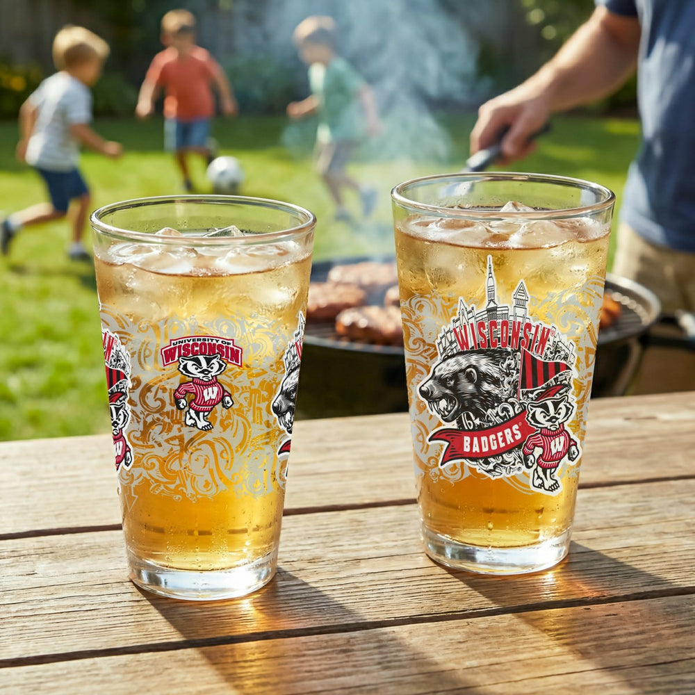 University of Wisconsin-Madison 16oz Glass pint, Set of 2 - Collegiate Home