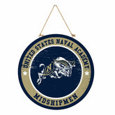 US Naval Academy Round Door Décor with Hanging Rope, 18x18 - Collegiate Home