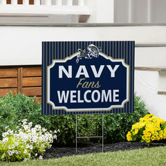 US Naval Academy Coroplast Yard Sign, "Fans Welcome" - Collegiate Home