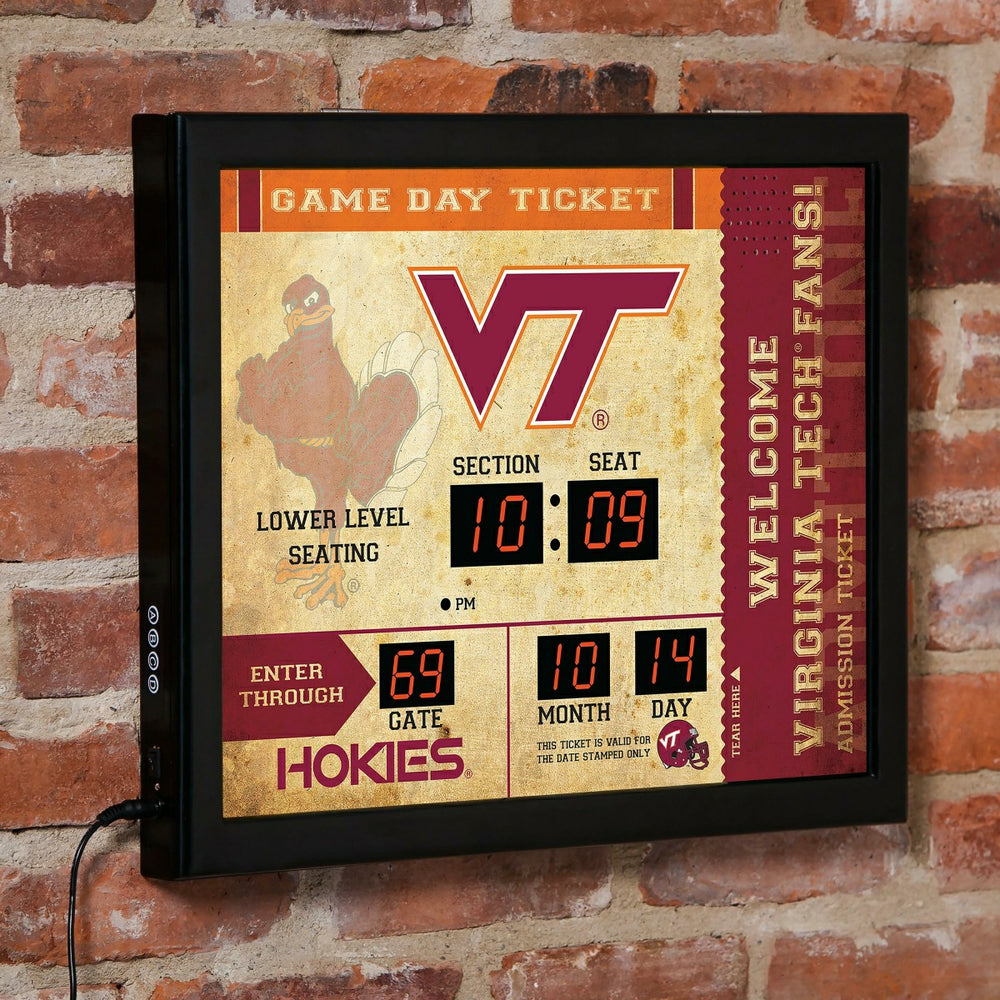 Virginia Tech Bluetooth Ticket Stub Wall Clock - Collegiate Home