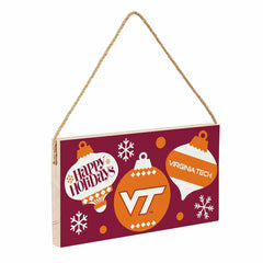 Virginia Tech Holiday Wood Wall Sign, 6x11 - Collegiate Home