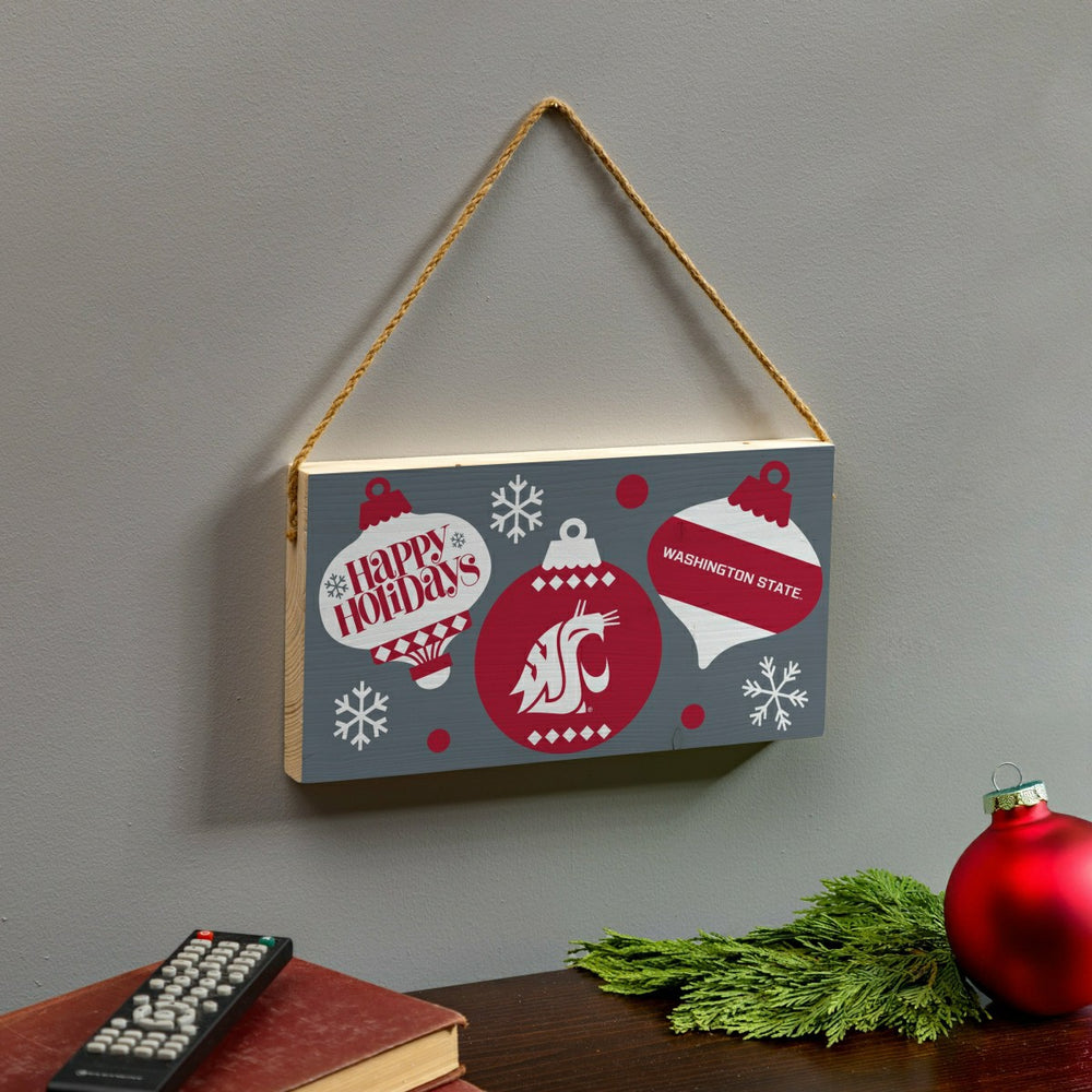 Washington State University Holiday Wood Wall Sign, 6x11 - Collegiate Home
