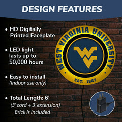 West Virginia University, Metal Lite, Round - Collegiate