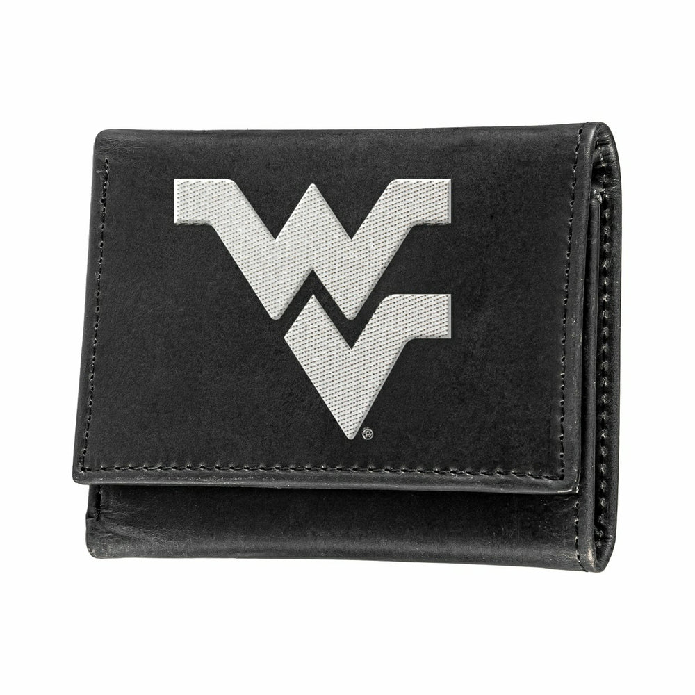 West Virginia University Black Tri-Fold Embroidered Wallet w/ RFID Blocking - Collegiate Home