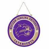 Western Carolina University Round Door Décor with Hanging Rope, 18x18 - Collegiate Home
