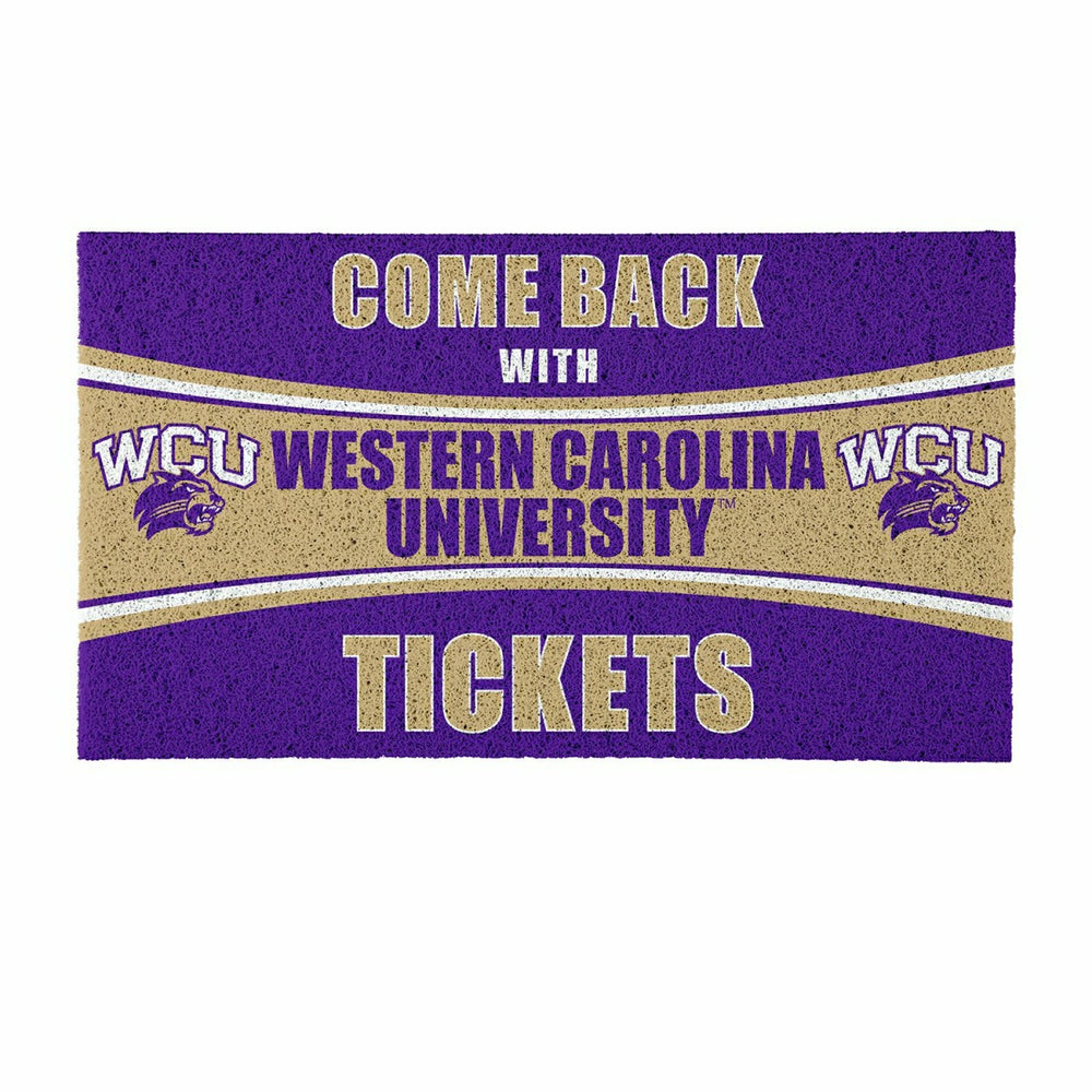 28" x 16" PVC Trapper Mat, Come Back with Tickets, Western Carolina Un - Collegiate