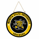 Wichita State University Round Door Décor with Hanging Rope, 18x18 - Collegiate Home