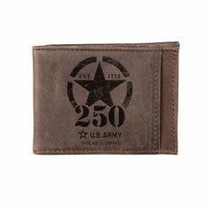Front Pocket Wallet w/ RFID Blocking, US Army, 250th Anniversary, Brow - US Military Home