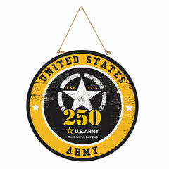 US Army, 250th Anniversary Round Door Décor with Hanging Rope, 18x18 - US Military Home