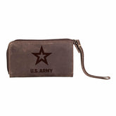US Army Brown Wristlet Wallet, 100% Genuine Leather - US Military Home