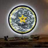 US Army Military Large Round Edgelite LED Decor - US Military Home