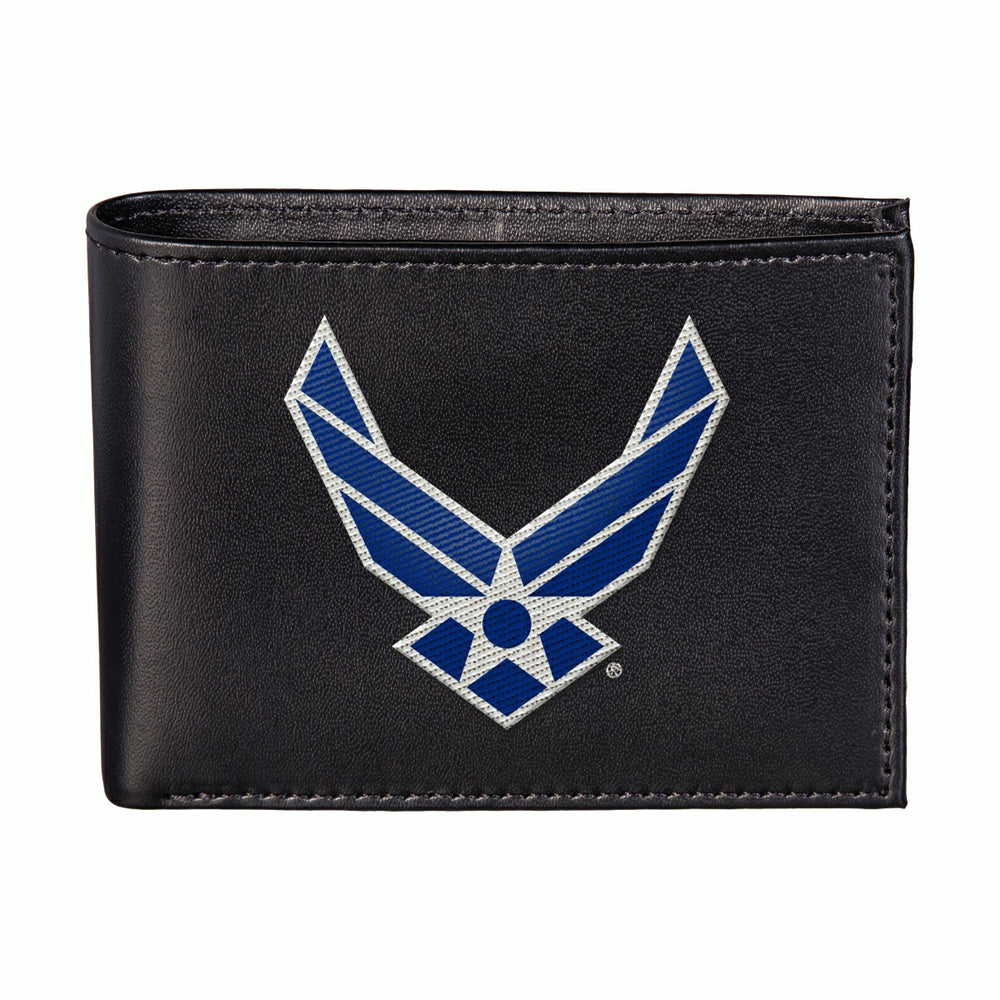 U.S. Air Force Black Bi-Fold Embroidered Wallet w/ RFID Blocking - US Military Home