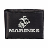 U.S. Marine Corps Black Bi-Fold Embroidered Wallet w/ RFID Blocking - US Military Home