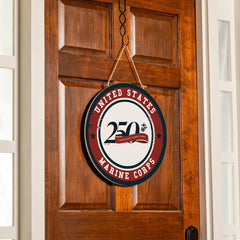 US Marine Corps, 250th Anniversary Round Door Décor with Hanging Rope, - US Military Home