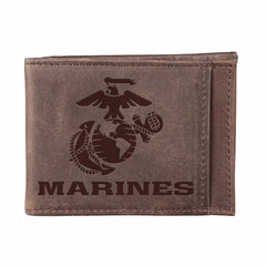 US Marine Corps Brown Front Pocket Wallet with RFID Blocking, 100% Gen - US Military Home
