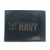 US Navy Black Front Pocket Wallet with RFID Blocking - US Military