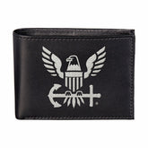 U.S. Navy Black Bi-Fold Embroidered Wallet w/ RFID Blocking - US Military Home