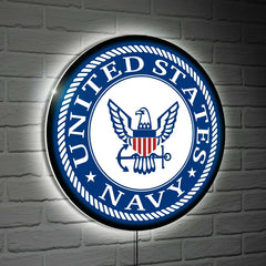 US Navy Military Round LED Wall Decor - US Military Home