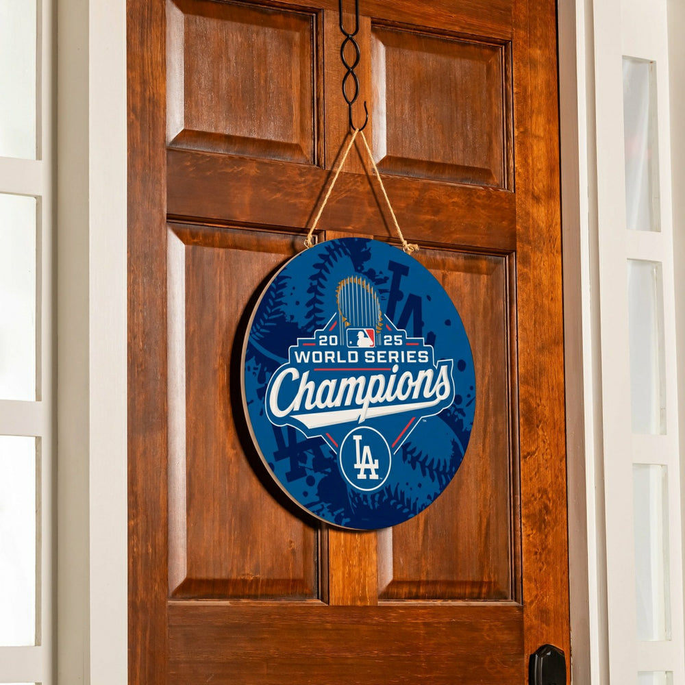Los Angeles Dodgers, World Series 2025 Round Door Decor with Hanging R - Home MLB