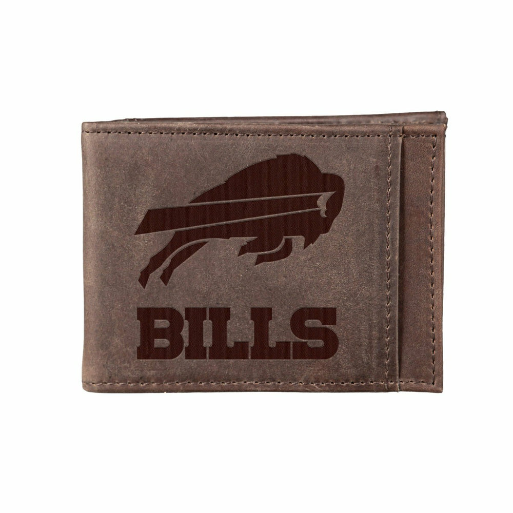 Front Pocket Wallet w/ RFID Blocking, Buffalo Bills, Brown - NFL Home