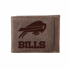 Front Pocket Wallet w/ RFID Blocking, Buffalo Bills, Brown - NFL Home