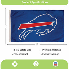Buffalo Bills Single Sided Estate Flag with 2 Grommets, 3'x5' - NFL Home