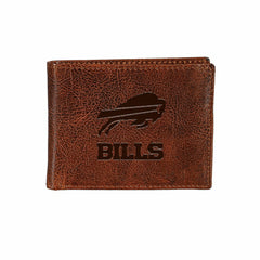 Buffalo Bills, Embossed 100% Genuine Tumbled Leather Passcase Bi-Fold - NFL Home