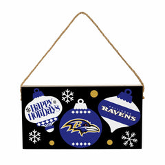 Baltimore Ravens Holiday Wood Wall Sign, 6x11 - NFL Home