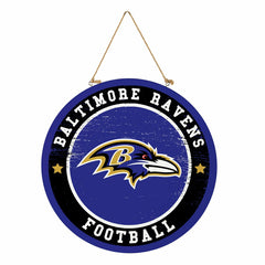 Baltimore Ravens Round Door Décor with Hanging Rope, 18x18 - NFL Home