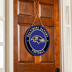 Baltimore Ravens Round Door Décor with Hanging Rope, 18x18 - NFL Home