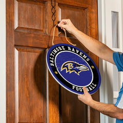 Baltimore Ravens Round Door Décor with Hanging Rope, 18x18 - NFL Home