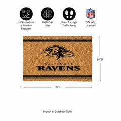 Baltimore Ravens Large One Color Coir Mat, 36"x24" - NFL