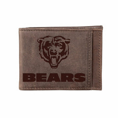 Front Pocket Wallet w/ RFID Blocking, Chicago Bears, Brown - NFL Home