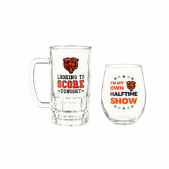 Chicago Bears, Stemless 17OZ Wine & Beer 16 OZ Gift Set - NFL Home