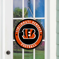 Cincinnati Bengals Round Door Décor with Hanging Rope, 18x18 - NFL Home