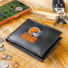 Cleveland Browns Black Bi-Fold Embroidered Wallet w/ RFID Blocking - NFL Home