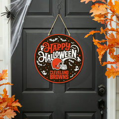 Cleveland Browns Halloween Round Door Décor with Hanging Rope, 18x18 - NFL Home