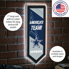 LED Wall Decor, Pennant, Dallas Cowboys - NFL Home