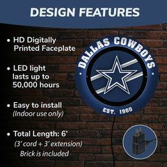 Dallas Cowboys, Metal Lite, Round - NFL